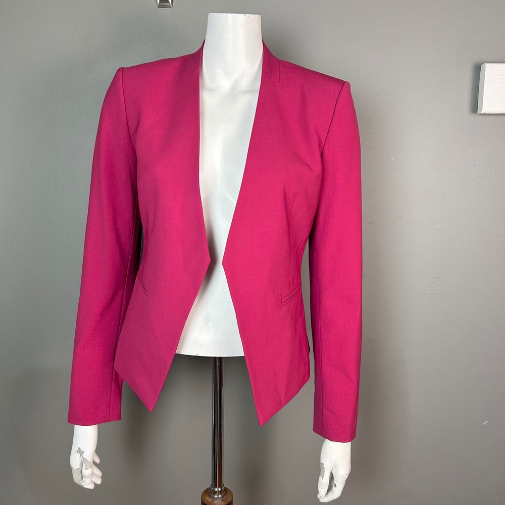 Theory Lanai Blazer size 4 Stretch Wool Blazer Open Front Office Colorful Slim - Picture 3 of 10